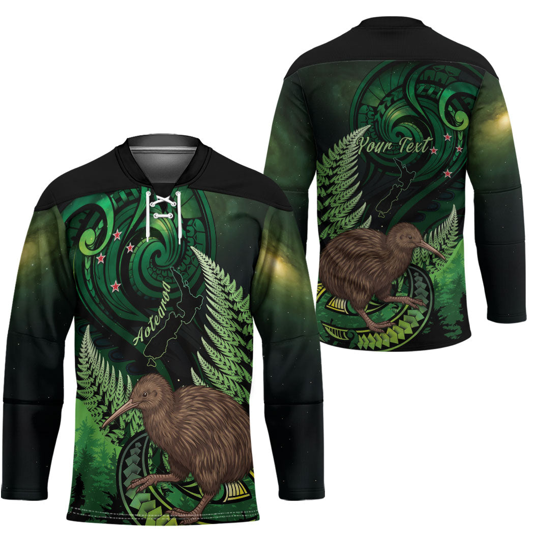 Kiwi New Zealand Personalised Hockey Jersey Aotearoa Map Silver Fern Koru Pattern LT22 - Polynesian Pride