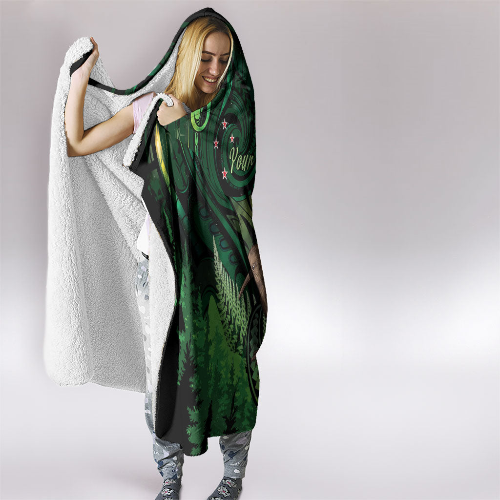 Kiwi New Zealand Personalised Hooded Blanket Aotearoa Map Silver Fern Koru Pattern LT22 - Polynesian Pride