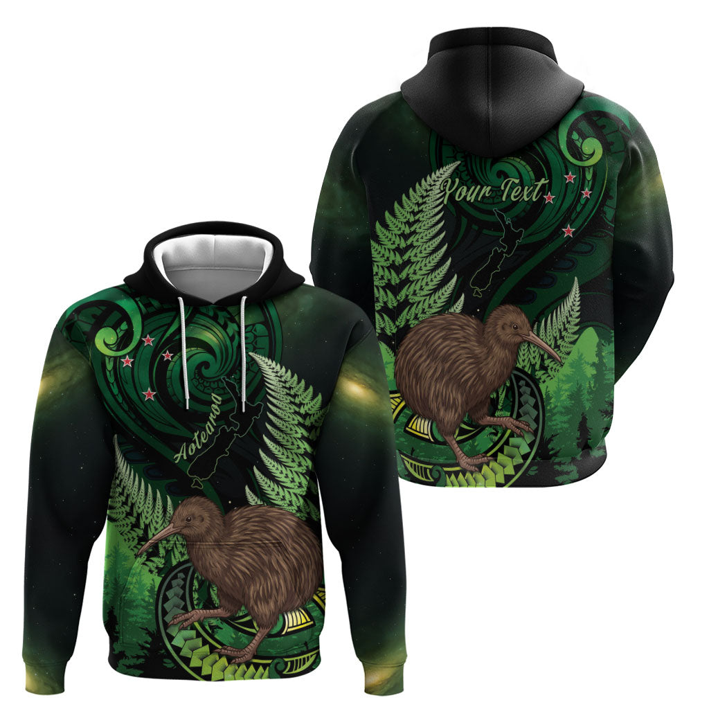 Kiwi New Zealand Personalised Hoodie Aotearoa Map Silver Fern Koru Pattern LT22 - Polynesian Pride