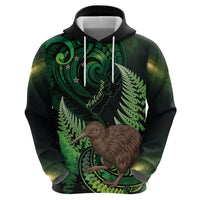 Kiwi New Zealand Personalised Hoodie Aotearoa Map Silver Fern Koru Pattern LT22 - Polynesian Pride