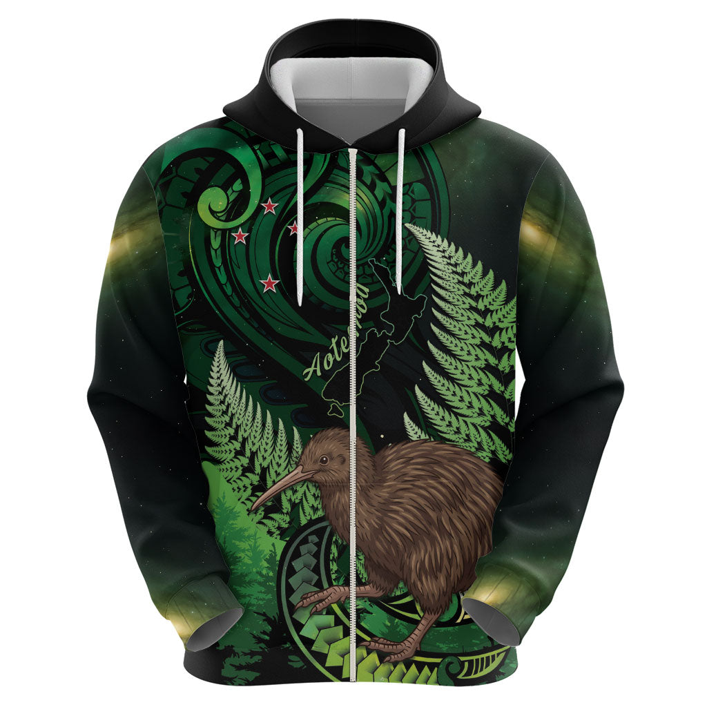 Kiwi New Zealand Personalised Hoodie Aotearoa Map Silver Fern Koru Pattern LT22 - Polynesian Pride