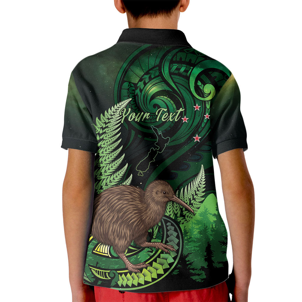 Kiwi New Zealand Personalised Kid Polo Shirt Aotearoa Map Silver Fern Koru Pattern LT22 - Polynesian Pride