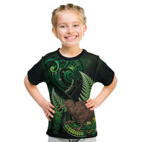 Kiwi New Zealand Personalised Kid T Shirt Aotearoa Map Silver Fern Koru Pattern
