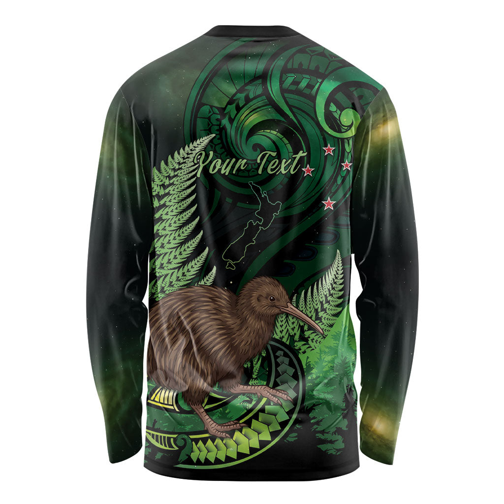 Kiwi New Zealand Personalised Long Sleeve Shirt Aotearoa Map Silver Fern Koru Pattern LT22 - Polynesian Pride
