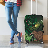 Kiwi New Zealand Personalised Luggage Cover Aotearoa Map Silver Fern Koru Pattern LT22 - Polynesian Pride