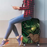 Kiwi New Zealand Personalised Luggage Cover Aotearoa Map Silver Fern Koru Pattern LT22 - Polynesian Pride