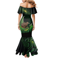 Kiwi New Zealand Personalised Mermaid Dress Aotearoa Map Silver Fern Koru Pattern LT22 - Polynesian Pride