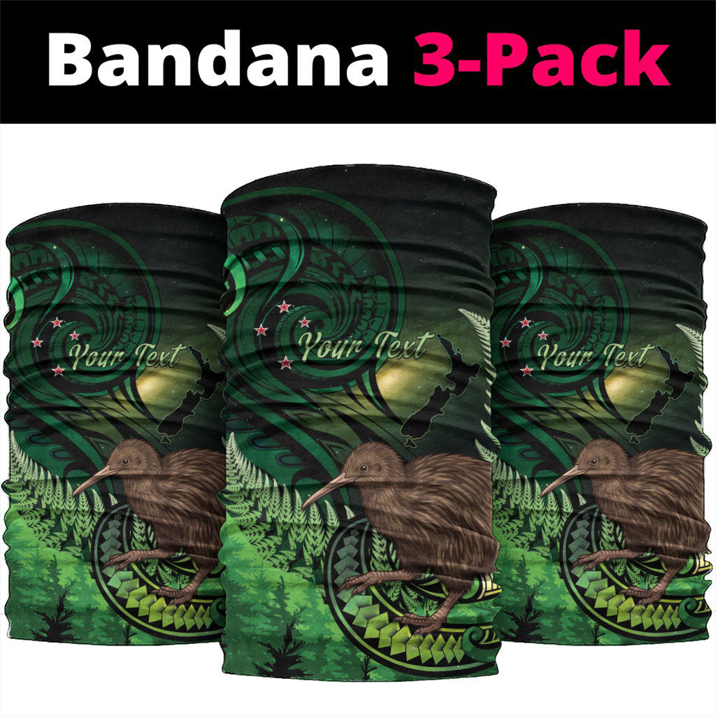 Kiwi New Zealand Personalised Neck Gaiter Aotearoa Map Silver Fern Koru Pattern LT22 package One Size: 25*50cm Green - Polynesian Pride