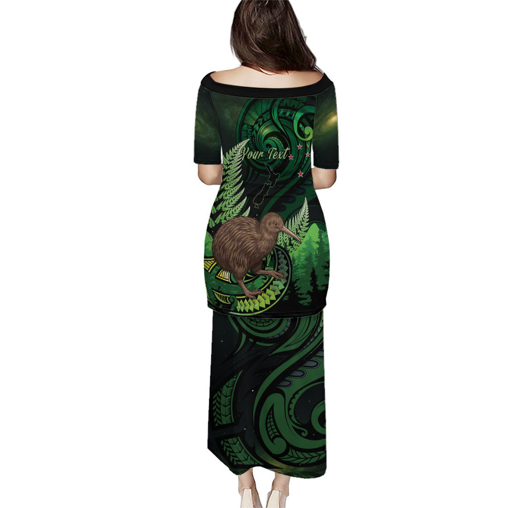 Kiwi New Zealand Personalised Puletasi Aotearoa Map Silver Fern Koru Pattern LT22 - Polynesian Pride