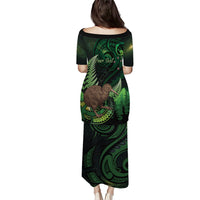 Kiwi New Zealand Personalised Puletasi Aotearoa Map Silver Fern Koru Pattern LT22 - Polynesian Pride