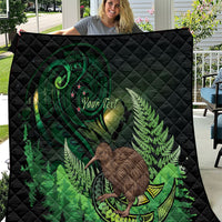 Kiwi New Zealand Personalised Quilt Aotearoa Map Silver Fern Koru Pattern LT22 Green - Polynesian Pride