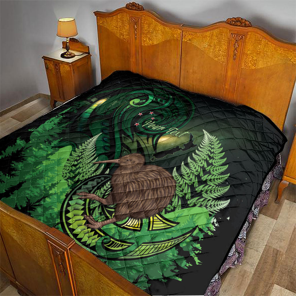 Kiwi New Zealand Personalised Quilt Aotearoa Map Silver Fern Koru Pattern LT22 - Polynesian Pride