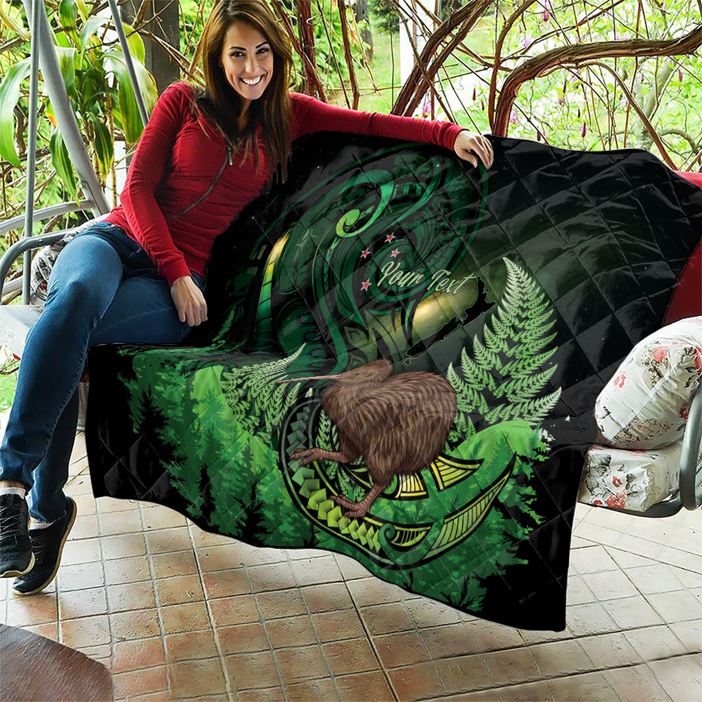 Kiwi New Zealand Personalised Quilt Aotearoa Map Silver Fern Koru Pattern LT22 - Polynesian Pride