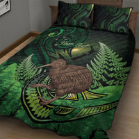 Kiwi New Zealand Personalised Quilt Bed Set Aotearoa Map Silver Fern Koru Pattern