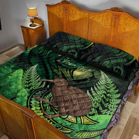 Kiwi New Zealand Personalised Quilt Bed Set Aotearoa Map Silver Fern Koru Pattern