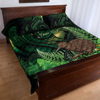 Kiwi New Zealand Personalised Quilt Bed Set Aotearoa Map Silver Fern Koru Pattern