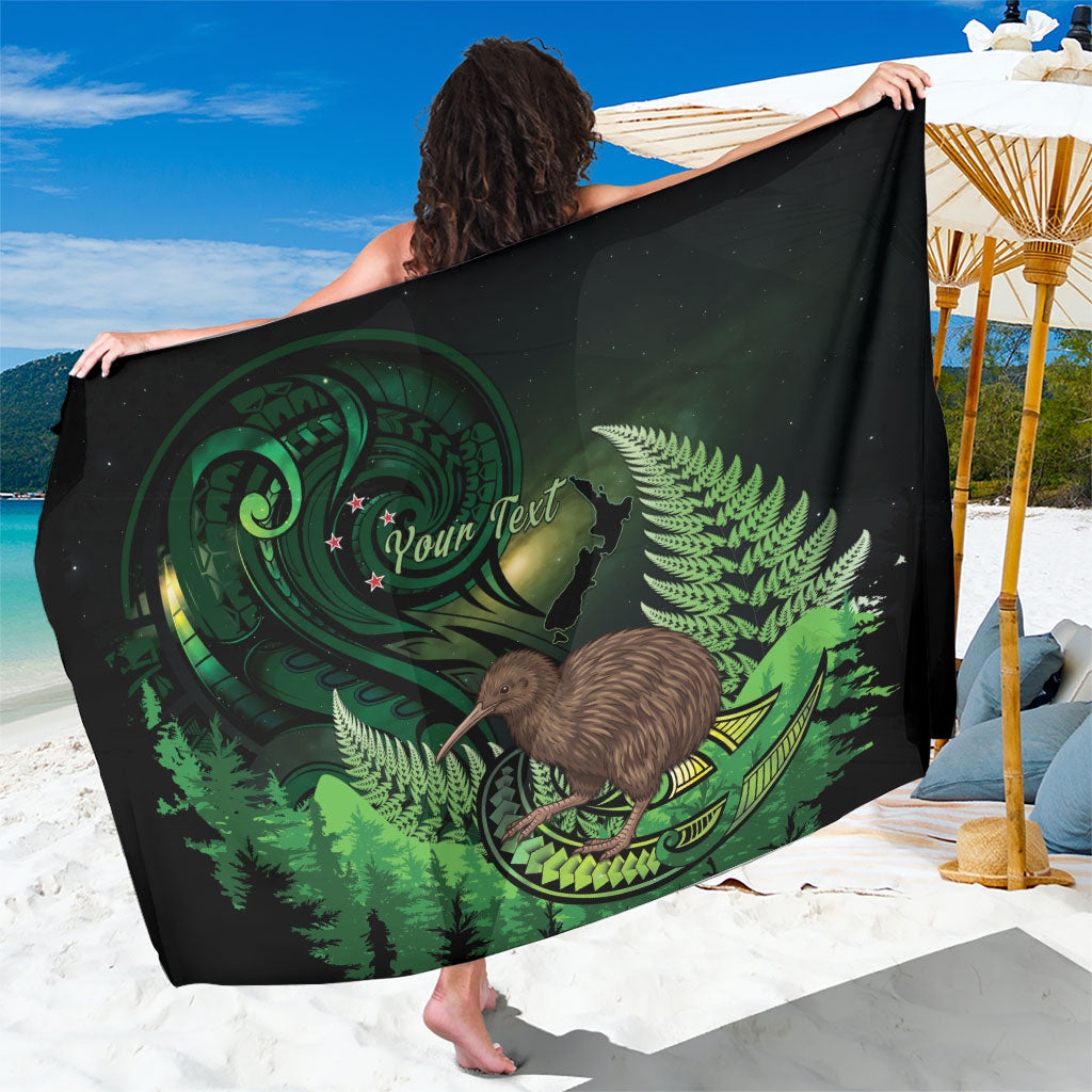 Kiwi New Zealand Personalised Sarong Aotearoa Map Silver Fern Koru Pattern LT22 One Size 44 x 66 inches Green - Polynesian Pride