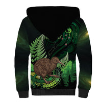 Kiwi New Zealand Personalised Sherpa Hoodie Aotearoa Map Silver Fern Koru Pattern LT22 - Polynesian Pride
