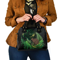 Kiwi New Zealand Personalised Shoulder Handbag Aotearoa Map Silver Fern Koru Pattern LT22 - Polynesian Pride