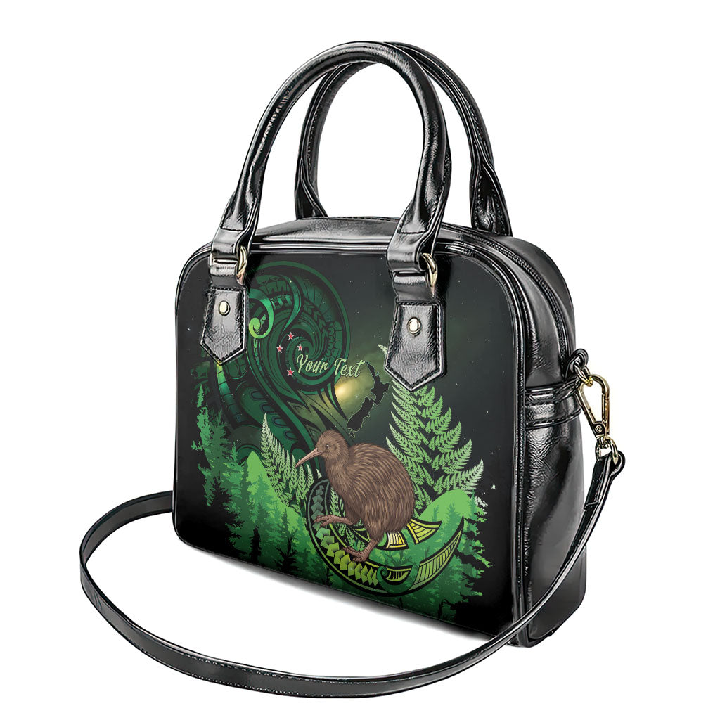 Kiwi New Zealand Personalised Shoulder Handbag Aotearoa Map Silver Fern Koru Pattern LT22 - Polynesian Pride