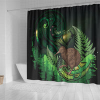 Kiwi New Zealand Personalised Shower Curtain Aotearoa Map Silver Fern Koru Pattern LT22 - Polynesian Pride