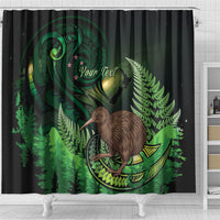 Kiwi New Zealand Personalised Shower Curtain Aotearoa Map Silver Fern Koru Pattern LT22 - Polynesian Pride
