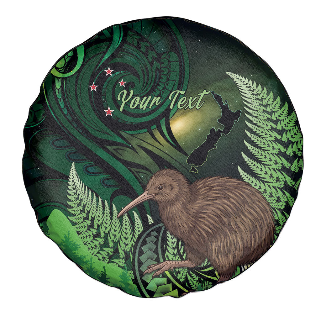 Kiwi New Zealand Personalised Spare Tire Cover Aotearoa Map Silver Fern Koru Pattern LT22 - Polynesian Pride