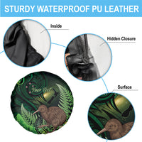 Kiwi New Zealand Personalised Spare Tire Cover Aotearoa Map Silver Fern Koru Pattern LT22 - Polynesian Pride