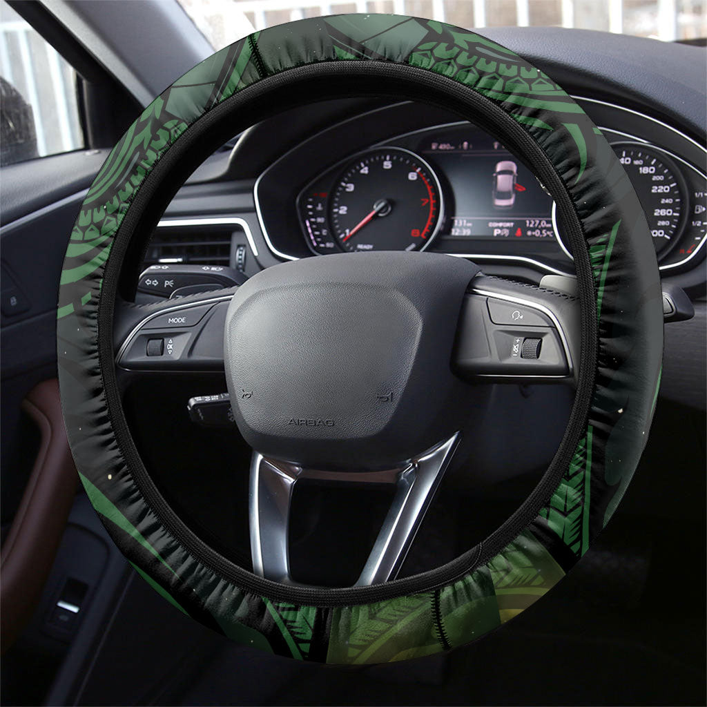 Kiwi New Zealand Steering Wheel Cover Aotearoa Map Silver Fern Koru Pattern LT22 - Polynesian Pride