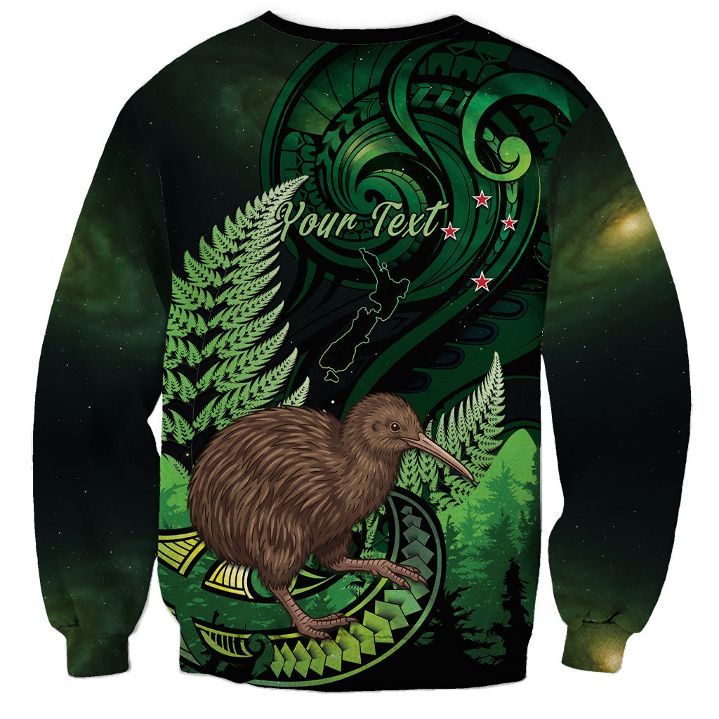 Kiwi New Zealand Personalised Sweatshirt Aotearoa Map Silver Fern Koru Pattern LT22 - Polynesian Pride