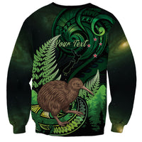 Kiwi New Zealand Personalised Sweatshirt Aotearoa Map Silver Fern Koru Pattern LT22 - Polynesian Pride