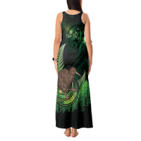 Kiwi New Zealand Personalised Tank Maxi Dress Aotearoa Map Silver Fern Koru Pattern LT22 - Polynesian Pride