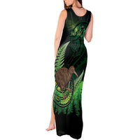 Kiwi New Zealand Personalised Tank Maxi Dress Aotearoa Map Silver Fern Koru Pattern LT22 - Polynesian Pride