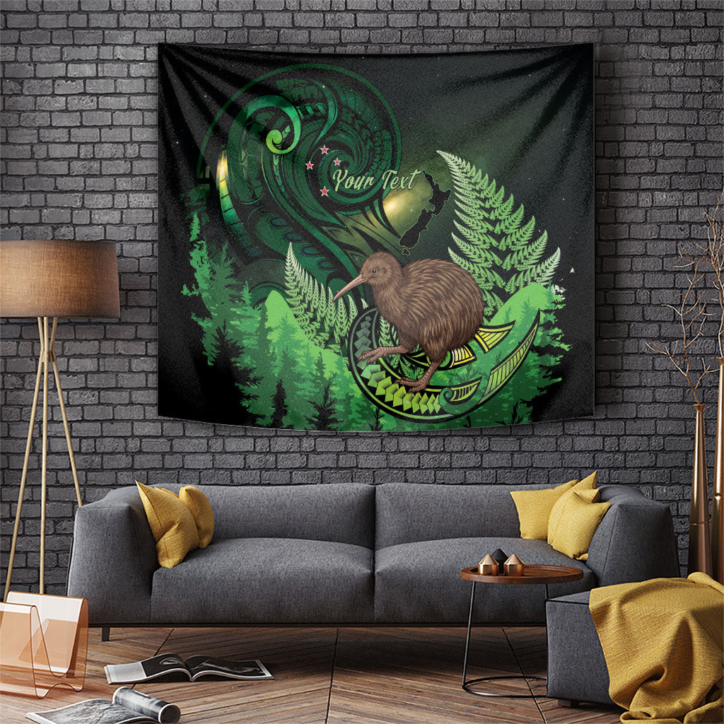 Kiwi New Zealand Personalised Tapestry Aotearoa Map Silver Fern Koru Pattern LT22 Green - Polynesian Pride