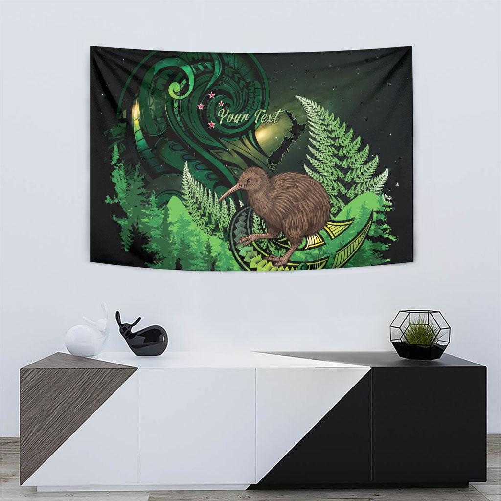 Kiwi New Zealand Personalised Tapestry Aotearoa Map Silver Fern Koru Pattern LT22 - Polynesian Pride