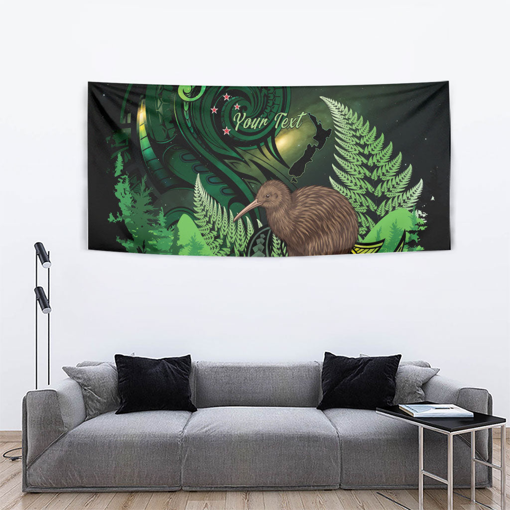 Kiwi New Zealand Personalised Tapestry Aotearoa Map Silver Fern Koru Pattern LT22 - Polynesian Pride