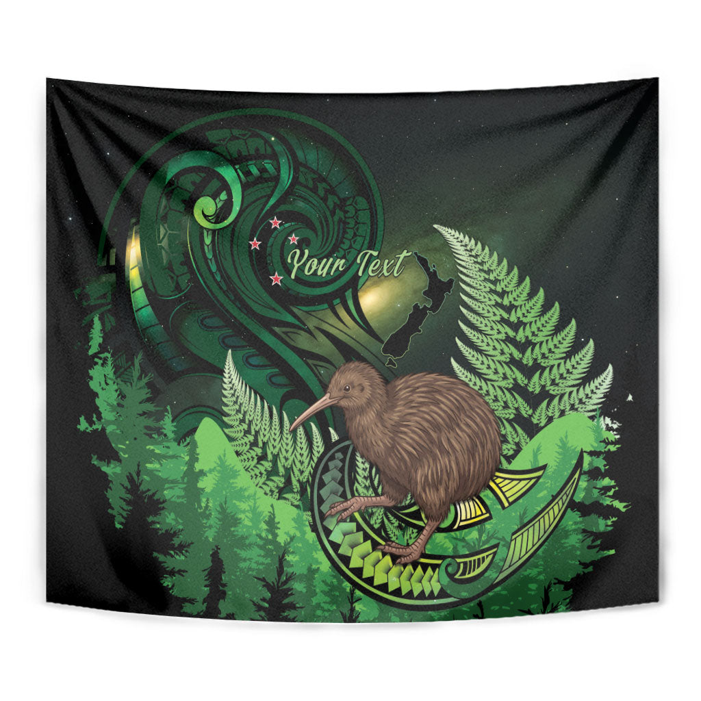 Kiwi New Zealand Personalised Tapestry Aotearoa Map Silver Fern Koru Pattern LT22 - Polynesian Pride