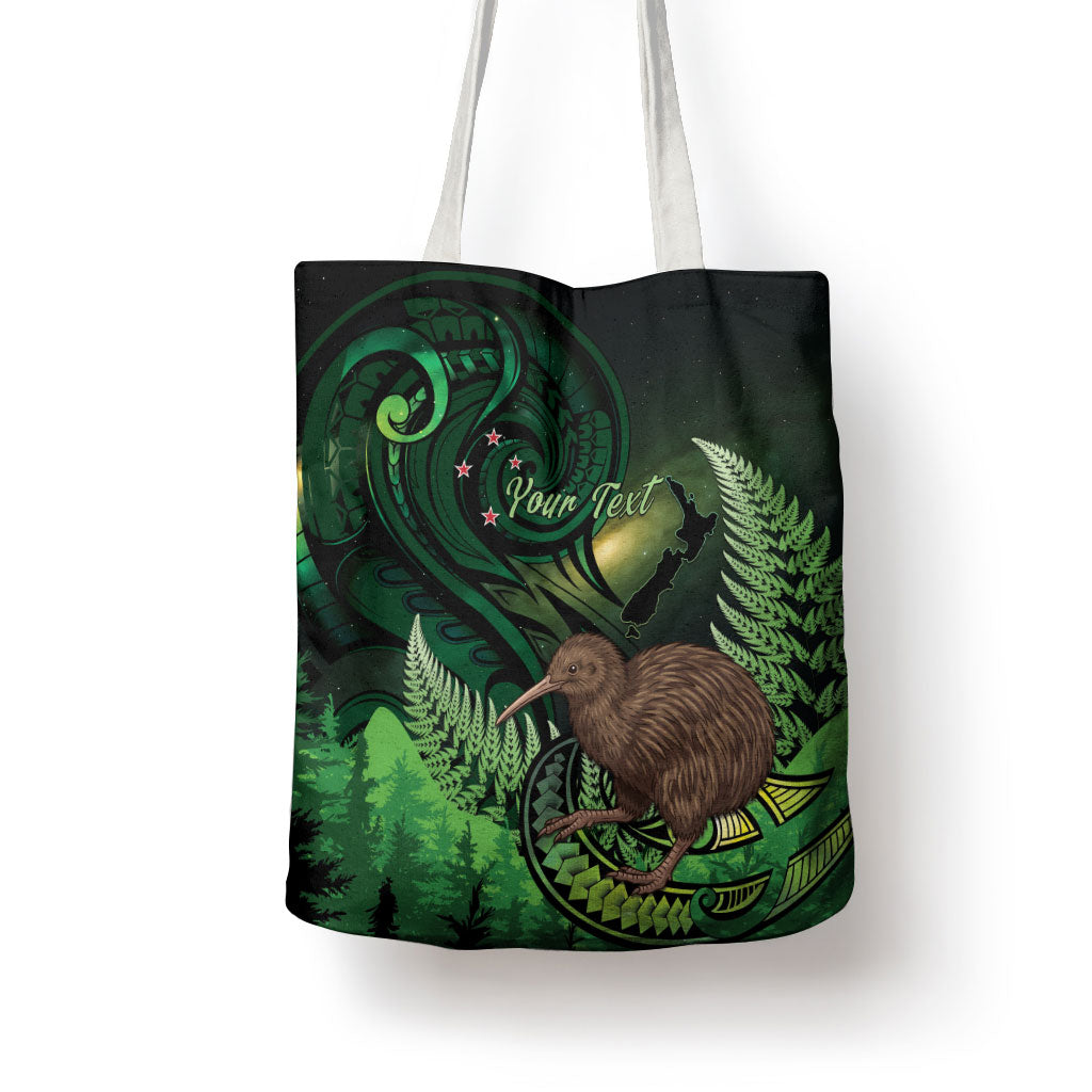Kiwi New Zealand Personalised Tote Bag Aotearoa Map Silver Fern Koru Pattern LT22 - Polynesian Pride