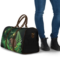 Kiwi New Zealand Personalised Travel Bag Aotearoa Map Silver Fern Koru Pattern LT22 - Polynesian Pride