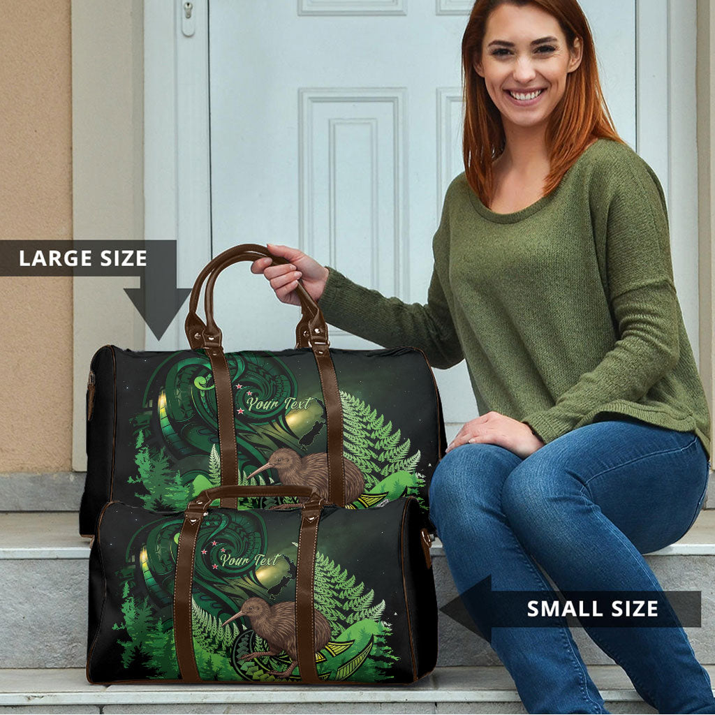 Kiwi New Zealand Personalised Travel Bag Aotearoa Map Silver Fern Koru Pattern LT22 - Polynesian Pride