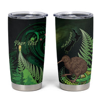 Kiwi New Zealand Personalised Tumbler Cup Aotearoa Map Silver Fern Koru Pattern LT22 Green - Polynesian Pride