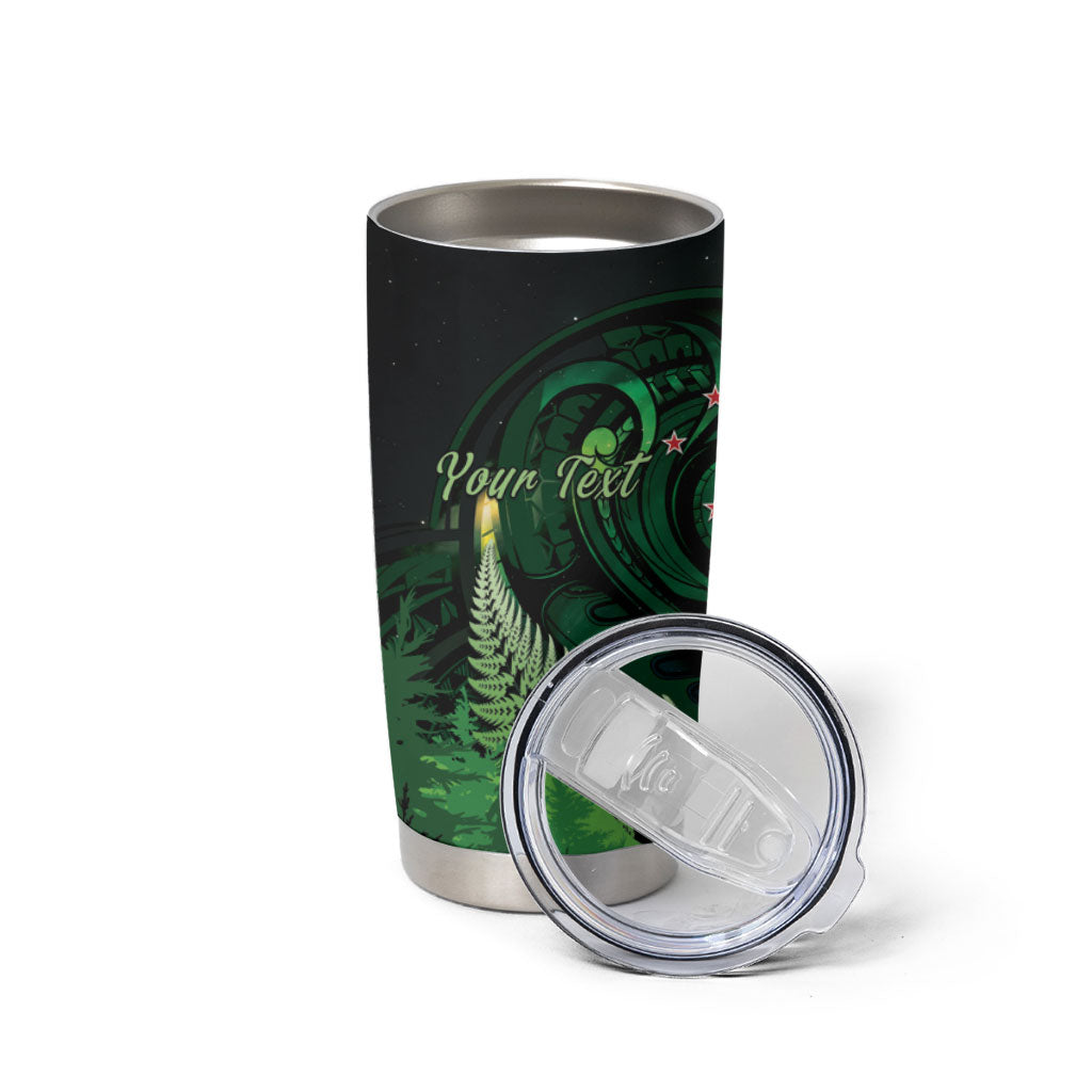 Kiwi New Zealand Personalised Tumbler Cup Aotearoa Map Silver Fern Koru Pattern LT22 - Polynesian Pride