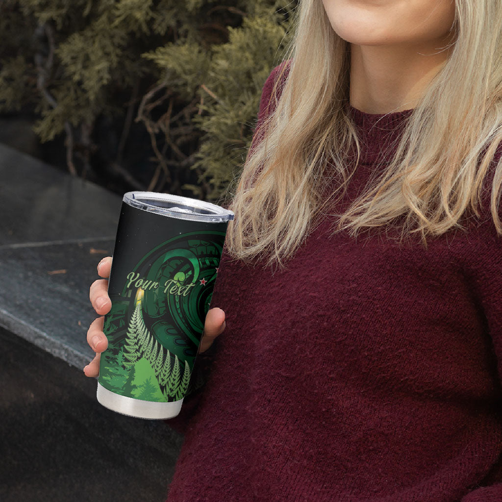 Kiwi New Zealand Personalised Tumbler Cup Aotearoa Map Silver Fern Koru Pattern LT22 - Polynesian Pride