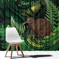 Kiwi New Zealand Personalised Window Curtain Aotearoa Map Silver Fern Koru Pattern LT22 - Polynesian Pride