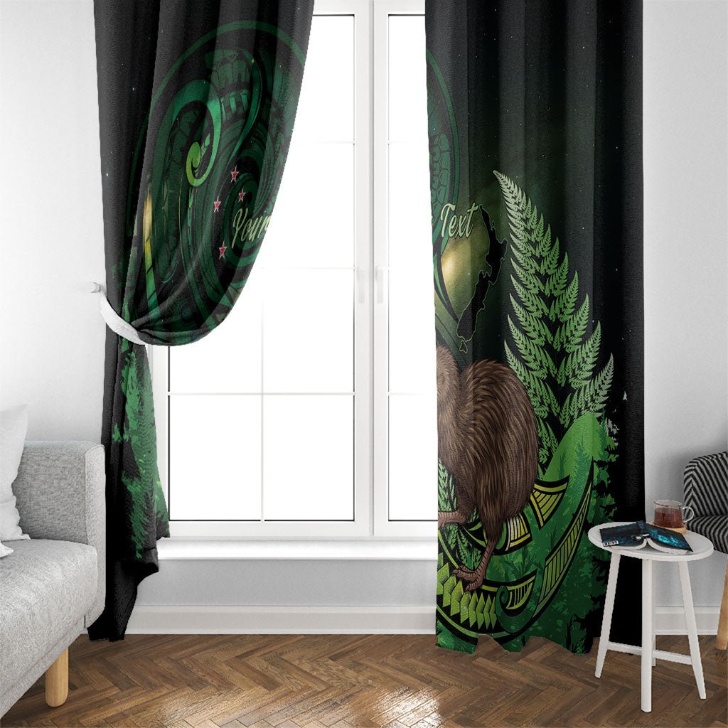 Kiwi New Zealand Personalised Window Curtain Aotearoa Map Silver Fern Koru Pattern LT22 - Polynesian Pride