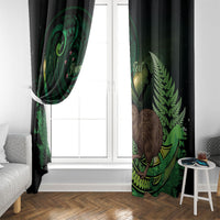 Kiwi New Zealand Personalised Window Curtain Aotearoa Map Silver Fern Koru Pattern LT22 - Polynesian Pride