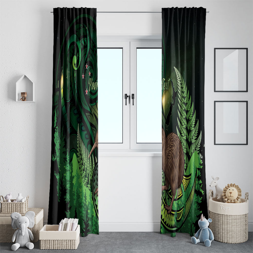 Kiwi New Zealand Personalised Window Curtain Aotearoa Map Silver Fern Koru Pattern LT22 - Polynesian Pride