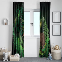 Kiwi New Zealand Personalised Window Curtain Aotearoa Map Silver Fern Koru Pattern LT22 - Polynesian Pride