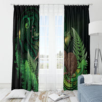 Kiwi New Zealand Personalised Window Curtain Aotearoa Map Silver Fern Koru Pattern LT22 - Polynesian Pride