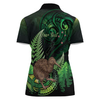 Kiwi New Zealand Personalised Women Polo Shirt Aotearoa Map Silver Fern Koru Pattern LT22 - Polynesian Pride